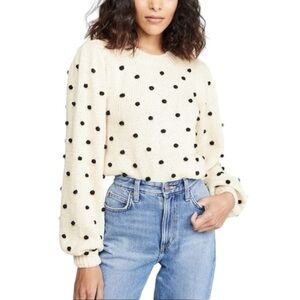 Astr Cream and Black Polka Dot Sweater